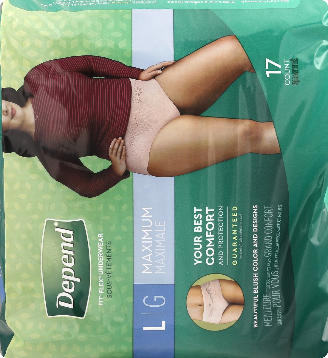 slide 5 of 9, Depend Underwear For Women Max Abs Large, 17 ct