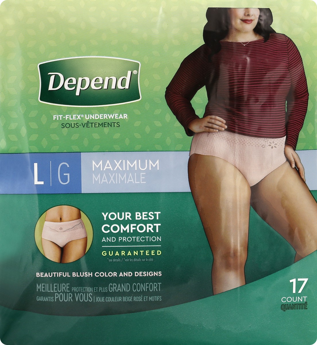 slide 6 of 9, Depend Underwear For Women Max Abs Large, 17 ct