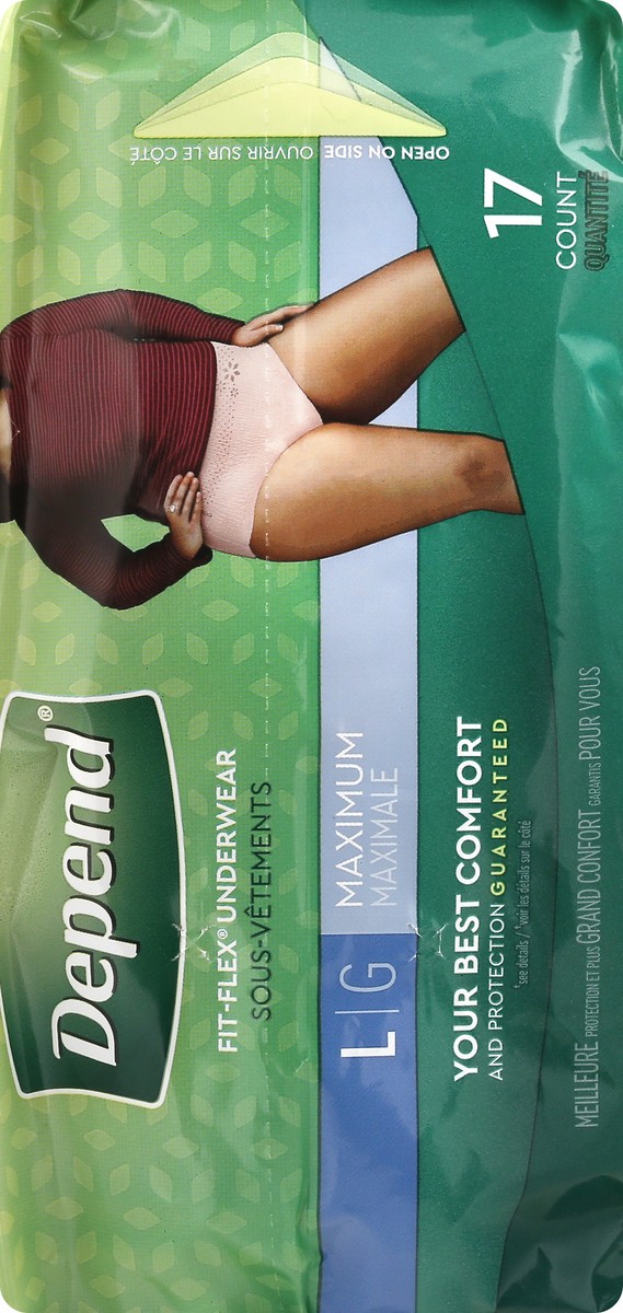 slide 8 of 9, Depend Underwear For Women Max Abs Large, 17 ct