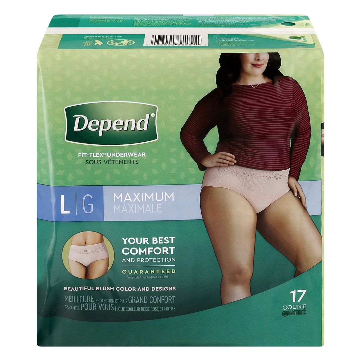 slide 1 of 9, Depend Underwear For Women Max Abs Large, 17 ct