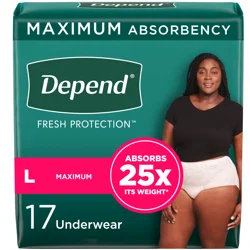 Depend Fresh Protection Adult Incontinence & Postpartum Bladder Leak Underwear for Women, Disposable, Maximum, Large, Blush, 17 Count