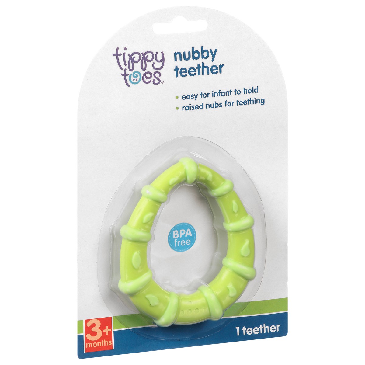 slide 7 of 9, Tippy Toes 3+ Months Nubby Teether 1 Each, 1 ct