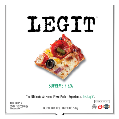 slide 1 of 1, Pep's Legit Supreme Pizza, 12 in