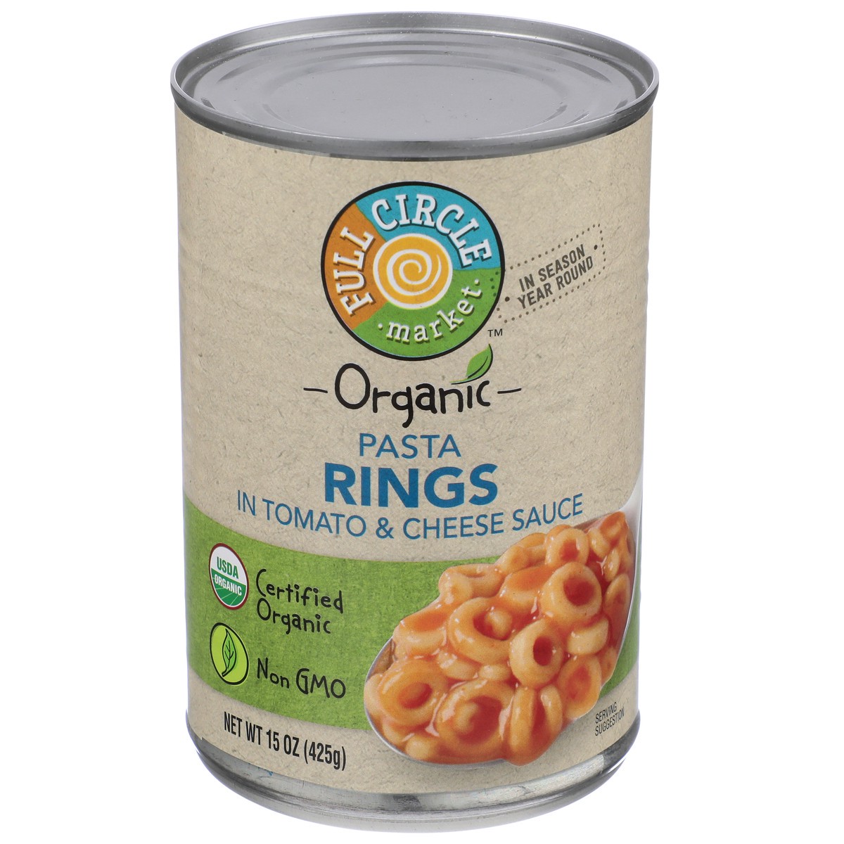 slide 1 of 9, Full Circle Market Pasta Rings In Tomato & Cheese Sauce, 15 oz