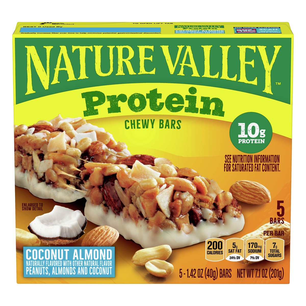 slide 1 of 9, Nature Valley Coconut Almond Protein Chewy Bars 5 ea, 5 ct