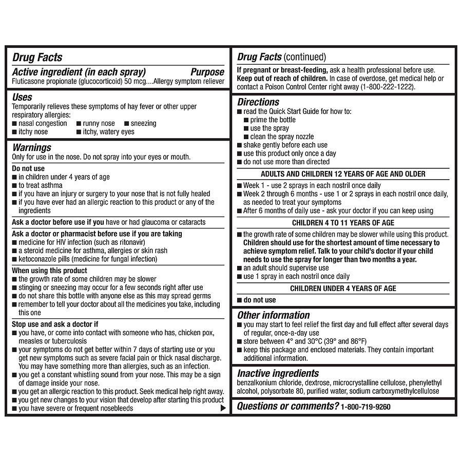slide 4 of 5, Walgreens 24 Hour Allergy Relief, Fluticasone Propionate Nasal Spray, Non-Drowsy, 11.1 ml