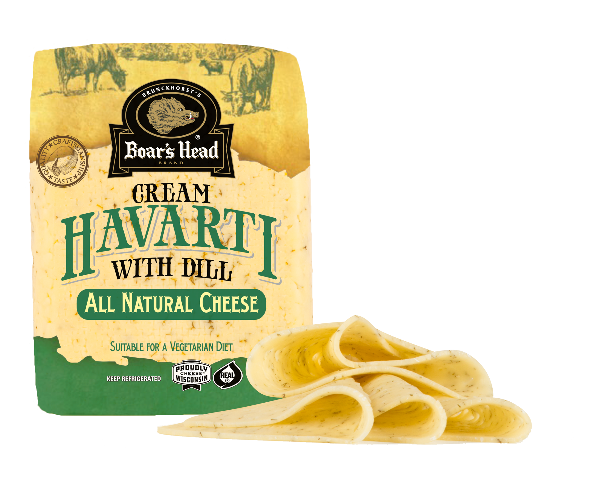 slide 1 of 6, Boar's Head Havarti Dill Cheese, per lb