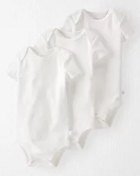 Littleplanet Baby 3-Pack Organic Cotton Rib Bodysuits Light Cream 18M