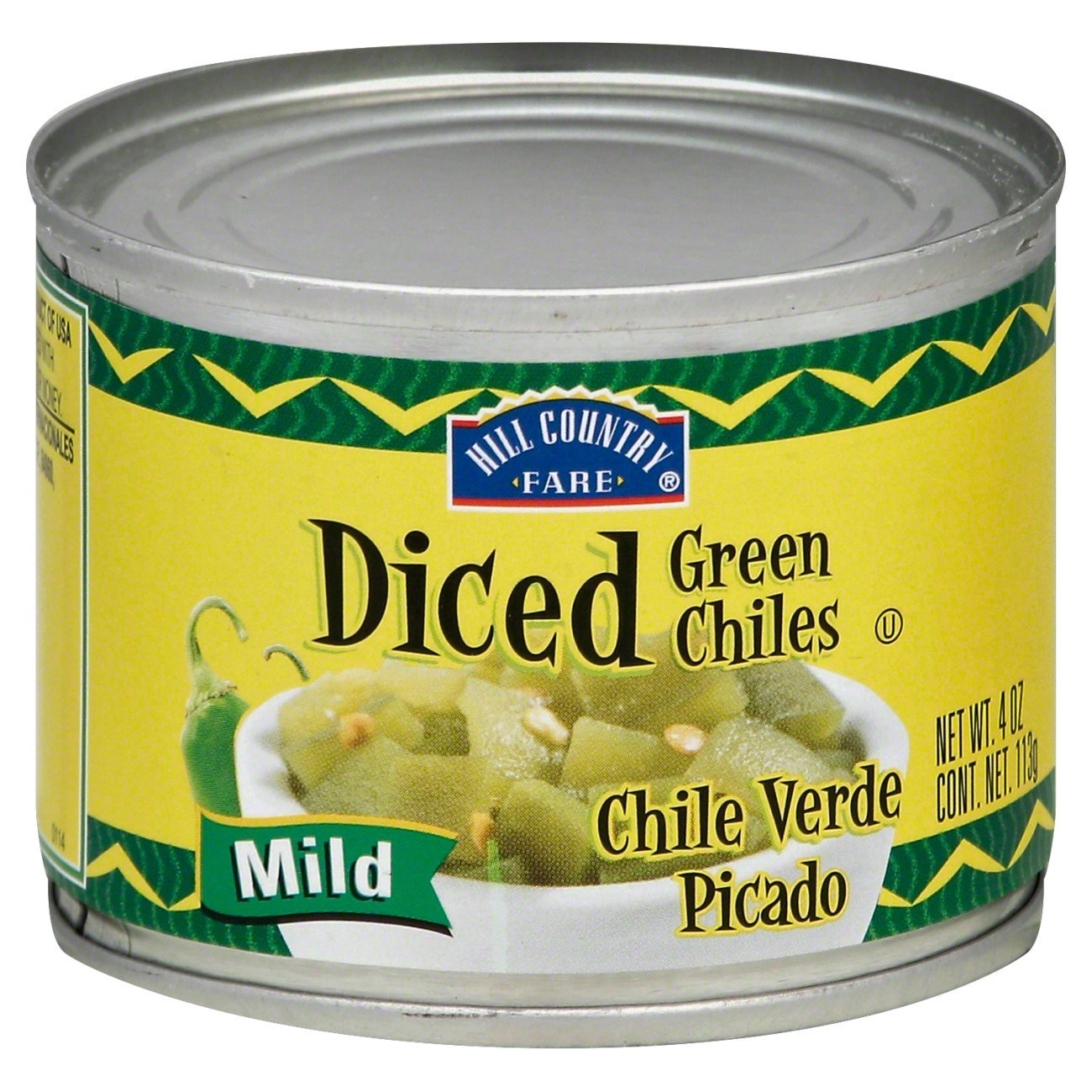 slide 1 of 1, Hill Country Fare Diced Mild Green Chiles - 4 oz, 4 oz