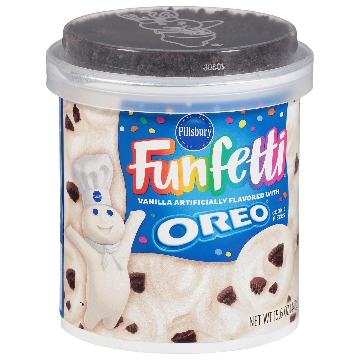 slide 2 of 9, Pillsbury Funfetti Vanilla Frosting with Oreo Cookie Pieces 15.6 oz, 15.6 oz