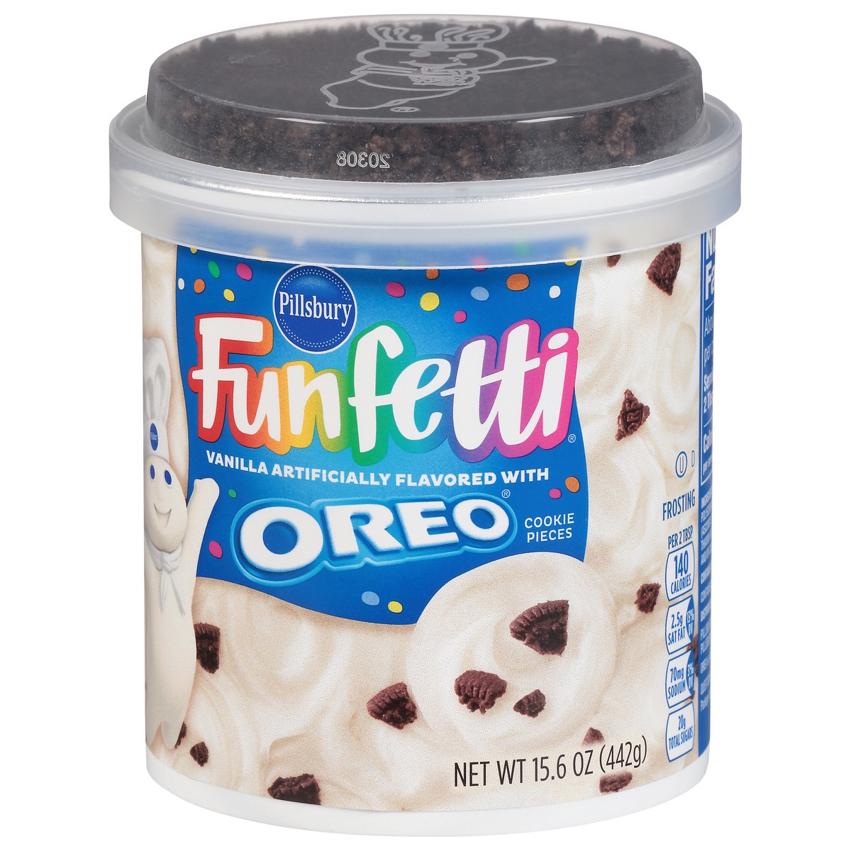 slide 3 of 9, Pillsbury Funfetti Vanilla Frosting with Oreo Cookie Pieces 15.6 oz, 15.6 oz