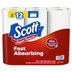 Scott Paper Towels, Choose-A-Sheet, 6 Double Rolls = 12 Regular Rolls (100 Sheets Per Roll)