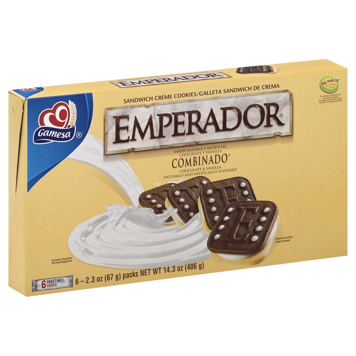 Gamesa Emperador Sandwich Crème Cookies Chocolate And Vanilla Naturally And Artificially 6177