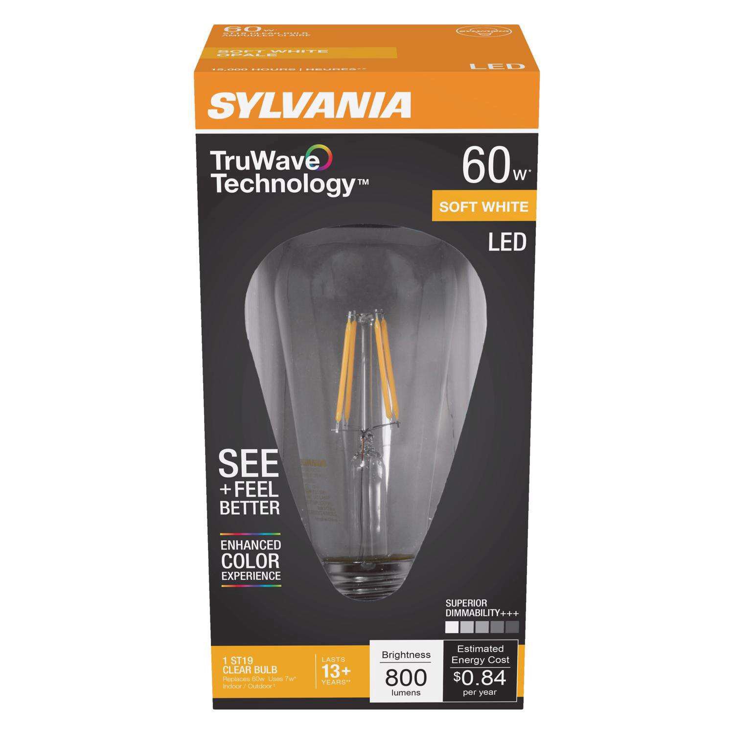 slide 1 of 1, Sylvania 40 Watt Edison Dimmable Clear LED Light Bulb, 1 ct