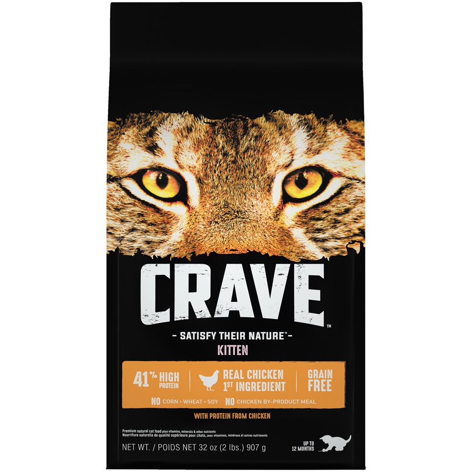 slide 1 of 1, CRAVE Grain Free with Protein from Chicken Dry Kitten Food, 2 lb