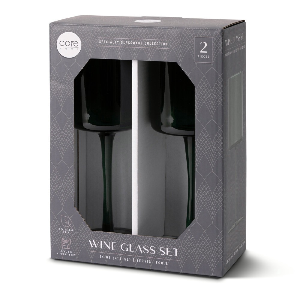 slide 4 of 4, Core Home Wine Glass 2-Pack - Green, 2 ct
