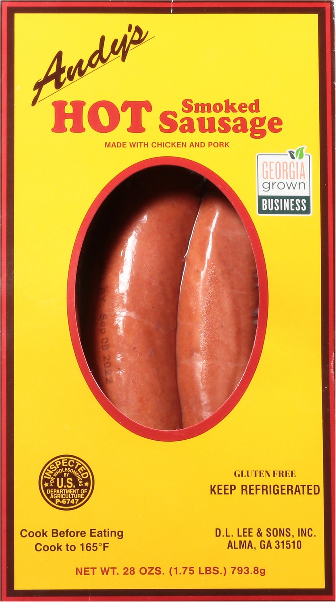 slide 15 of 15, ANDY's SNKD SUASAGE HOT, 28 oz