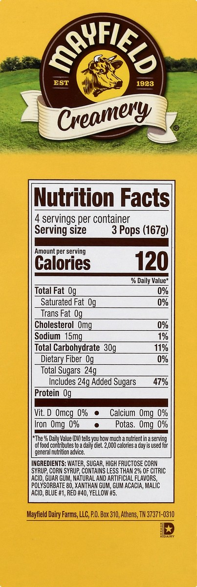 slide 4 of 12, Mayfield Creamery Blue Raspberry, Cherry & Green Apple Sour Pop Stix 12-1.75 fl oz, 12 ct