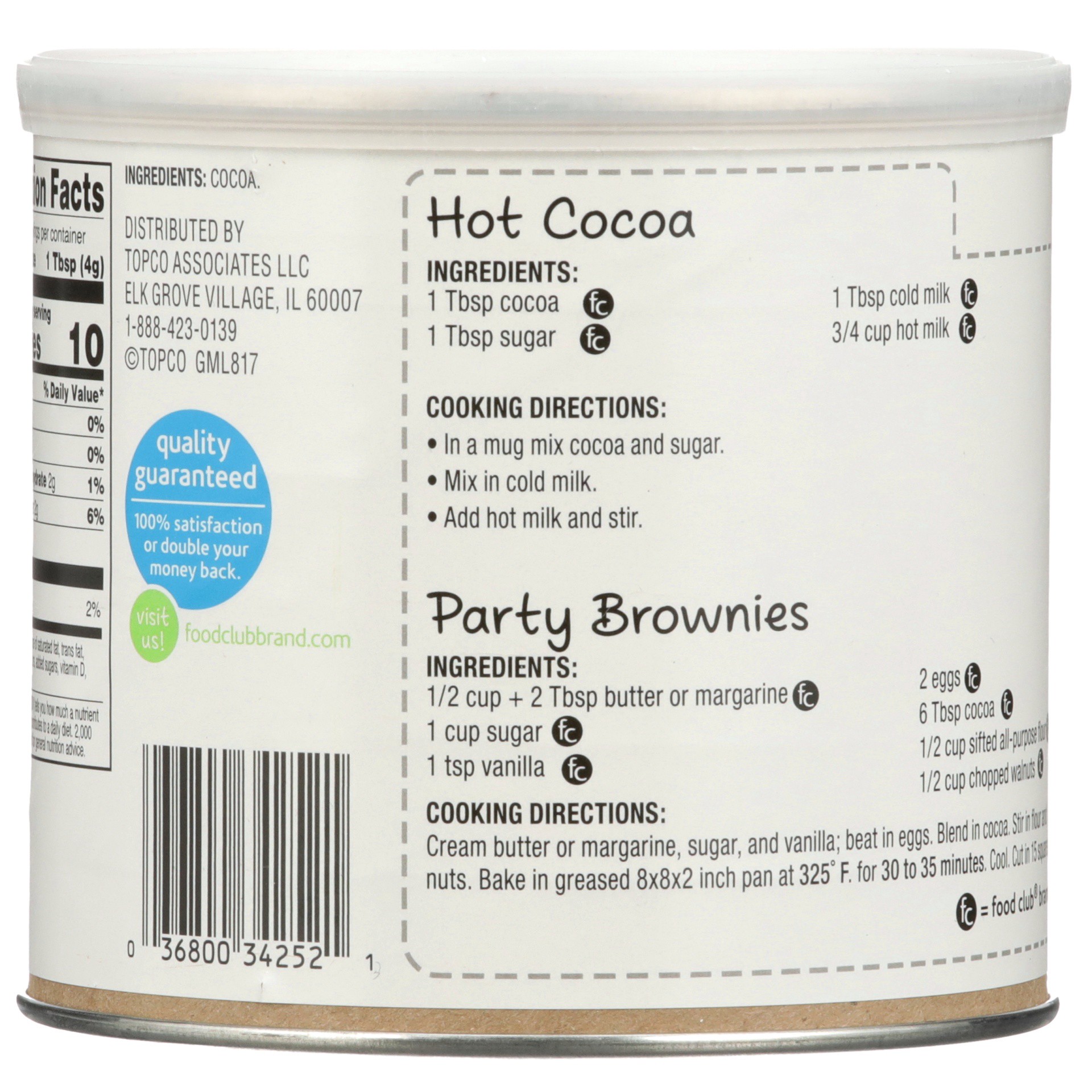 slide 2 of 6, Food Club Unsweetened Baking Cocoa, 8 oz