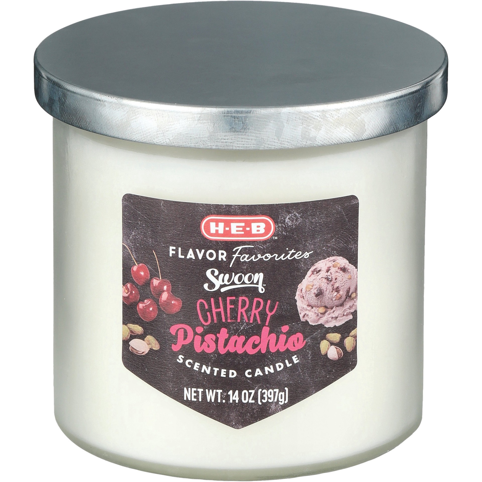 slide 1 of 1, H-E-B Flavor Favorites Swoon Cherry Pistachio Scented Candle, 14 oz