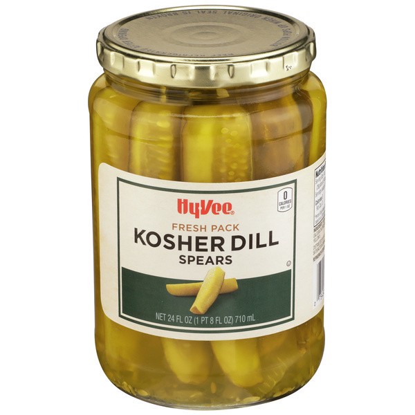 slide 1 of 7, Hy-vee Kosher Dill Spears, 24 fl oz
