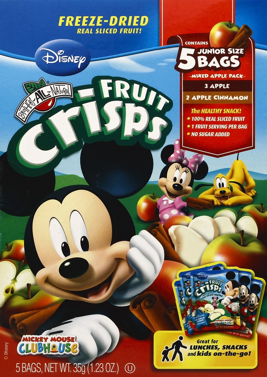 slide 3 of 5, Brothers Choice All Natural Fruit Crisps Disney Mickey Mouse Clubhouse Mixed Apple 5 Bags, 1.23 oz