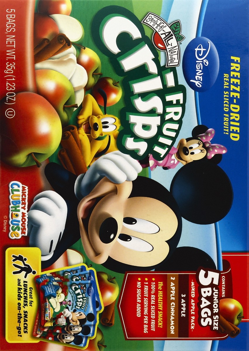 slide 4 of 5, Brothers Choice All Natural Fruit Crisps Disney Mickey Mouse Clubhouse Mixed Apple 5 Bags, 1.23 oz