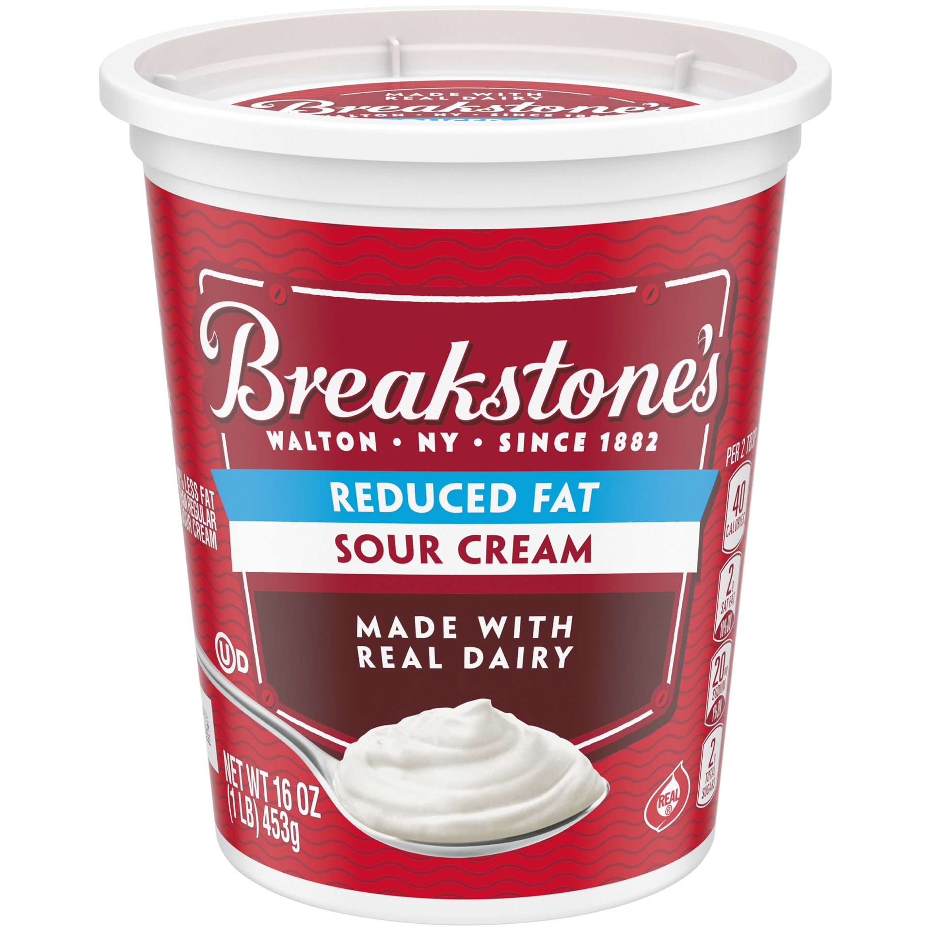 slide 1 of 1, Breakstone's Reduced Fat Sour Cream Tub, 16 oz