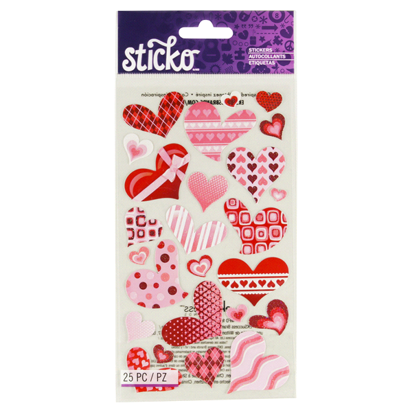 slide 1 of 2, Sticko Stickers Funky Hearts, 25 ct