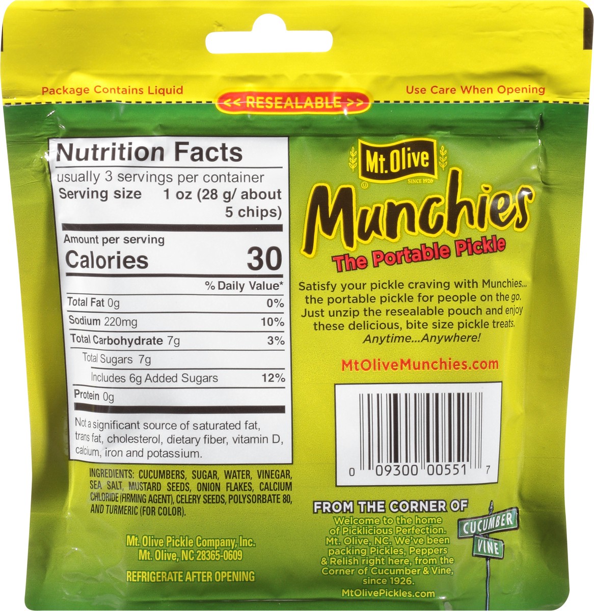 slide 4 of 7, Mt. Olive Munchies Bread & Butter Chips Pickles 4.8 fl oz Pouch, 4.80 fl oz