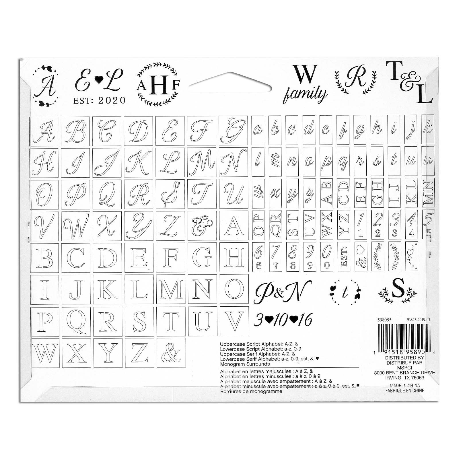 slide 4 of 6, Monogram Stencil Pack By Craft Smart, 6 in x 6.083 in