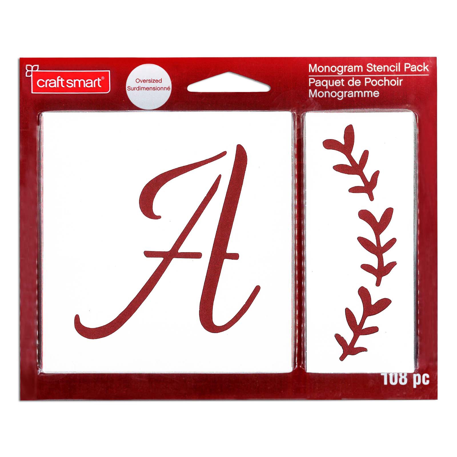 slide 6 of 6, Monogram Stencil Pack By Craft Smart, 6 in x 6.083 in