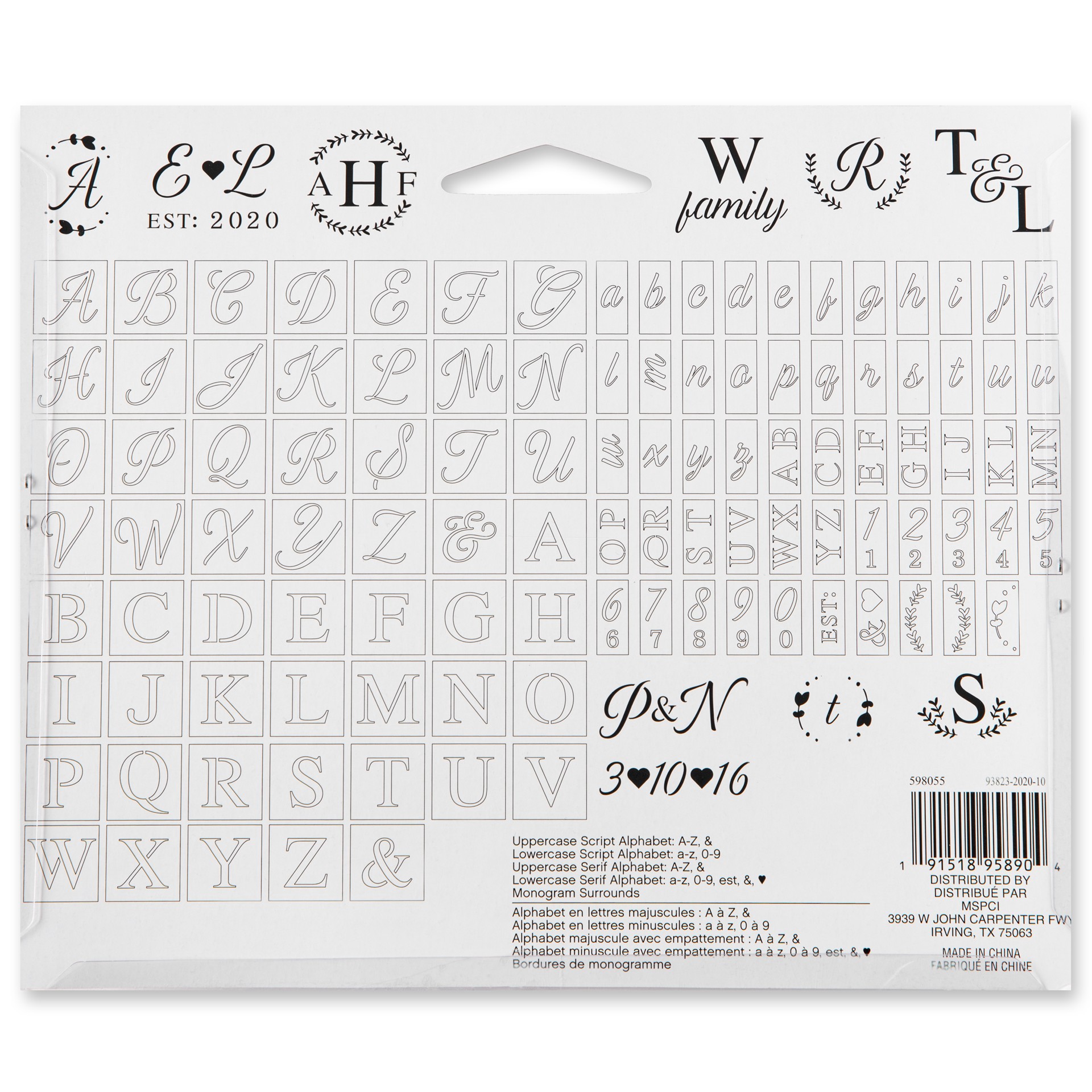 slide 5 of 6, Monogram Stencil Pack By Craft Smart, 6 in x 6.083 in