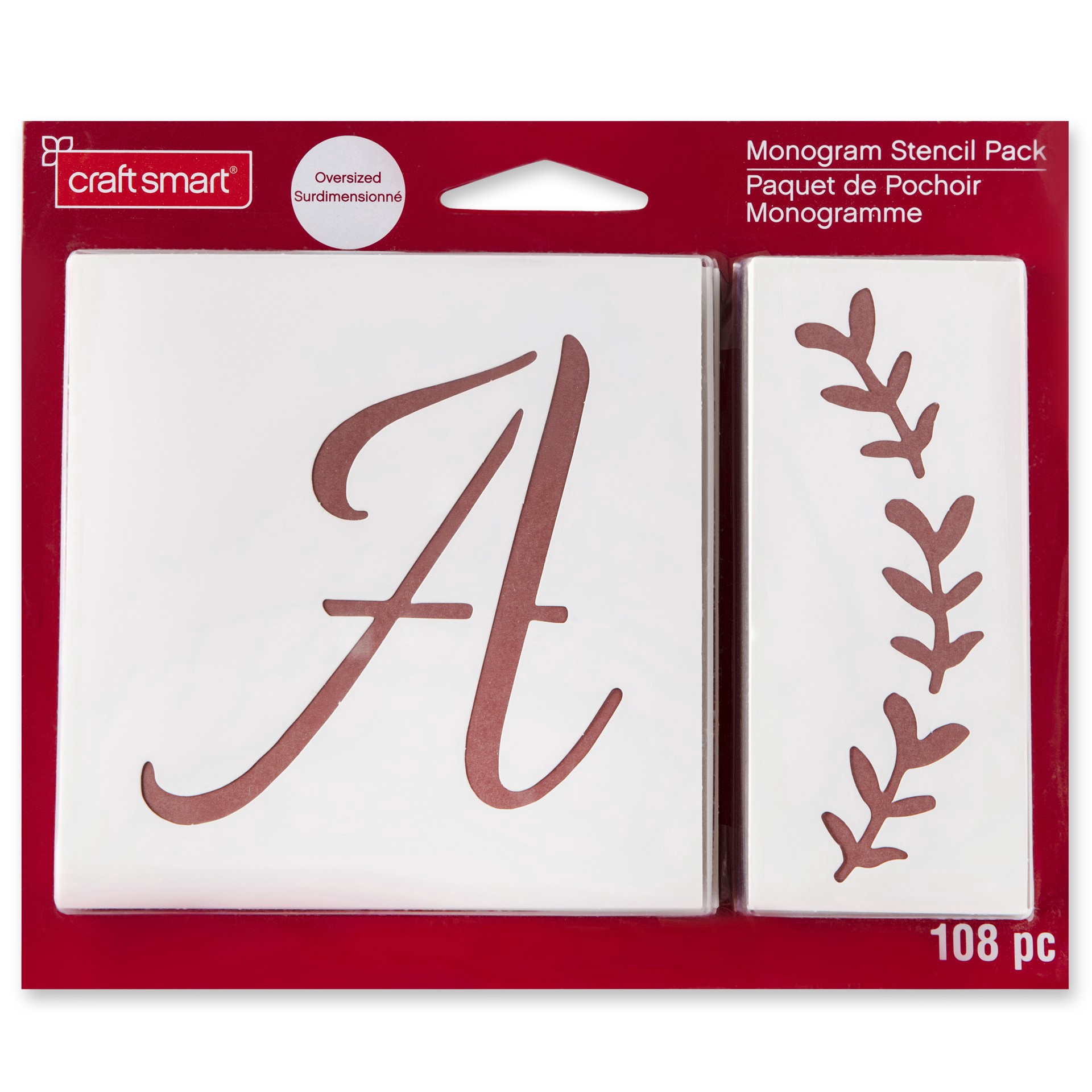 slide 3 of 6, Monogram Stencil Pack By Craft Smart, 6 in x 6.083 in
