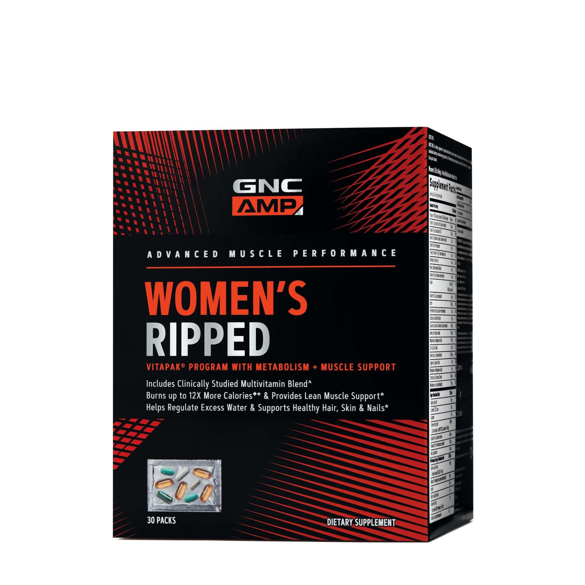 slide 1 of 1, GNC AMP Women's Ripped Vitapak Program With Metabolism + Muscle Support, 30 ct