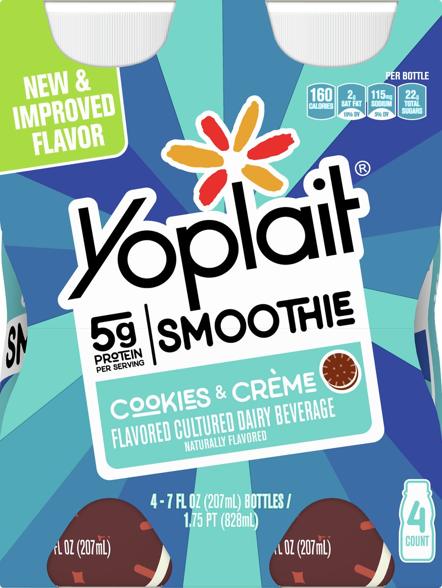 slide 5 of 13, Yoplait Cookies & Creme Smoothie 4 ea, 4 ct; 7 fl oz