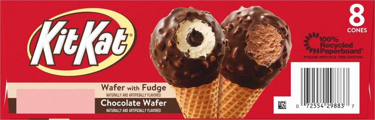 slide 4 of 9, KIT KAT Wafer with Fudge/Chocolate Wafer Frozen Dairy Dessert Cones 8 ea, 36.8 fl oz