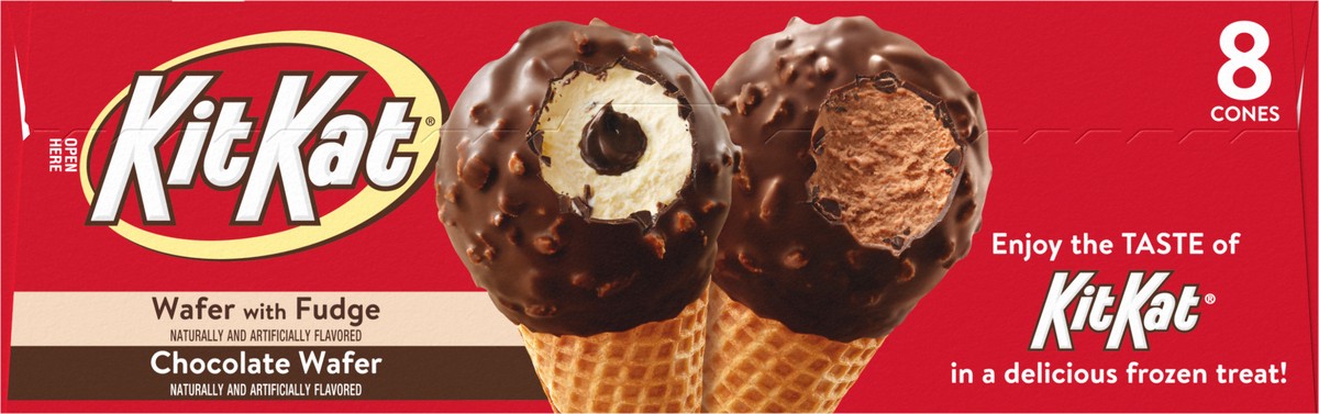 slide 9 of 9, KIT KAT Wafer with Fudge/Chocolate Wafer Frozen Dairy Dessert Cones 8 ea, 36.8 fl oz