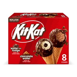 Kit Kat Wafer with Fudge/Chocolate Wafer Frozen Dairy Dessert Cones 8 ea