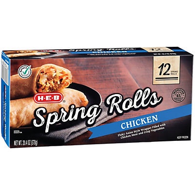 slide 1 of 1, H-E-B Chicken Spring Rolls, 12 ct