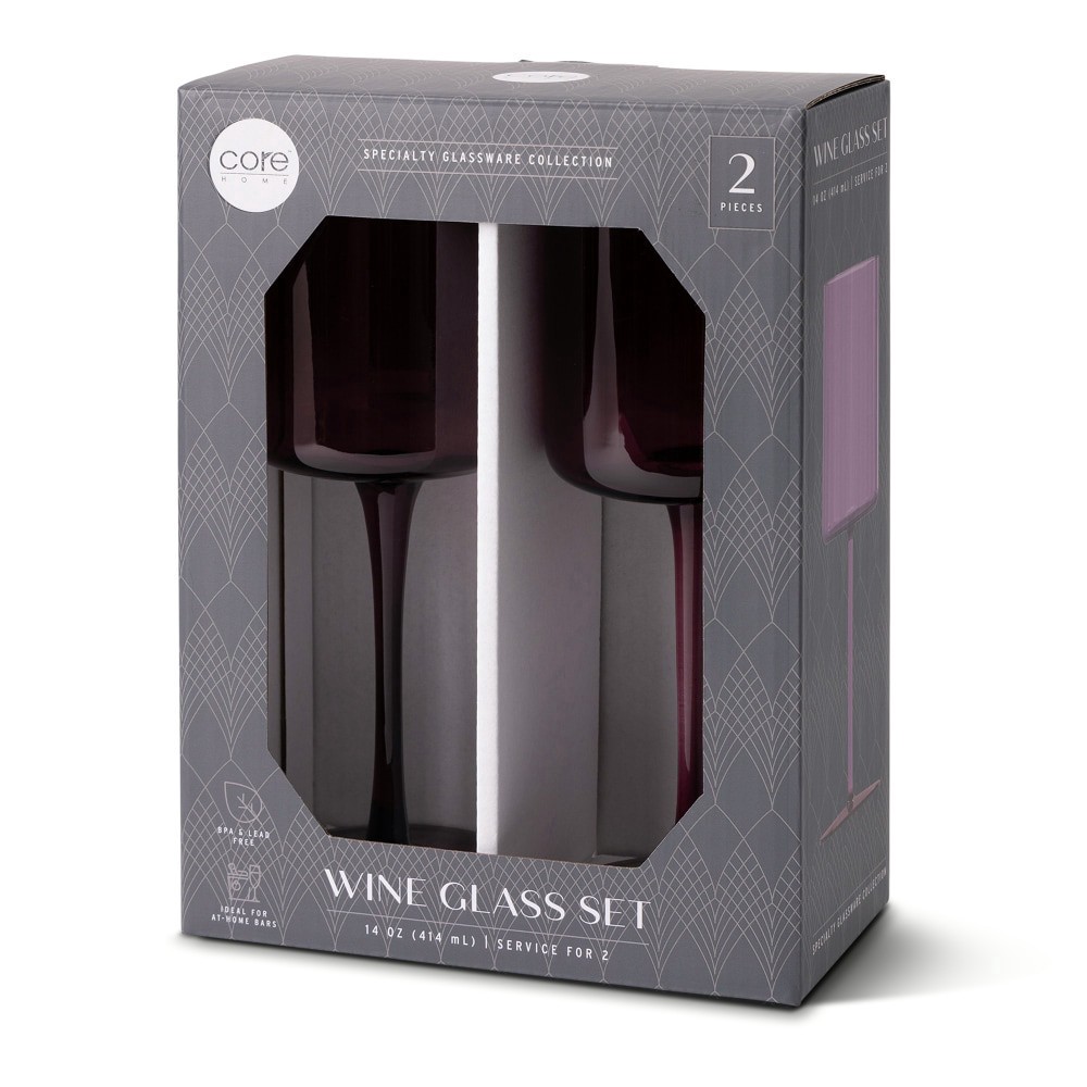 slide 3 of 4, Core Home Wine Glass 2-Pack - Purple, 2 ct