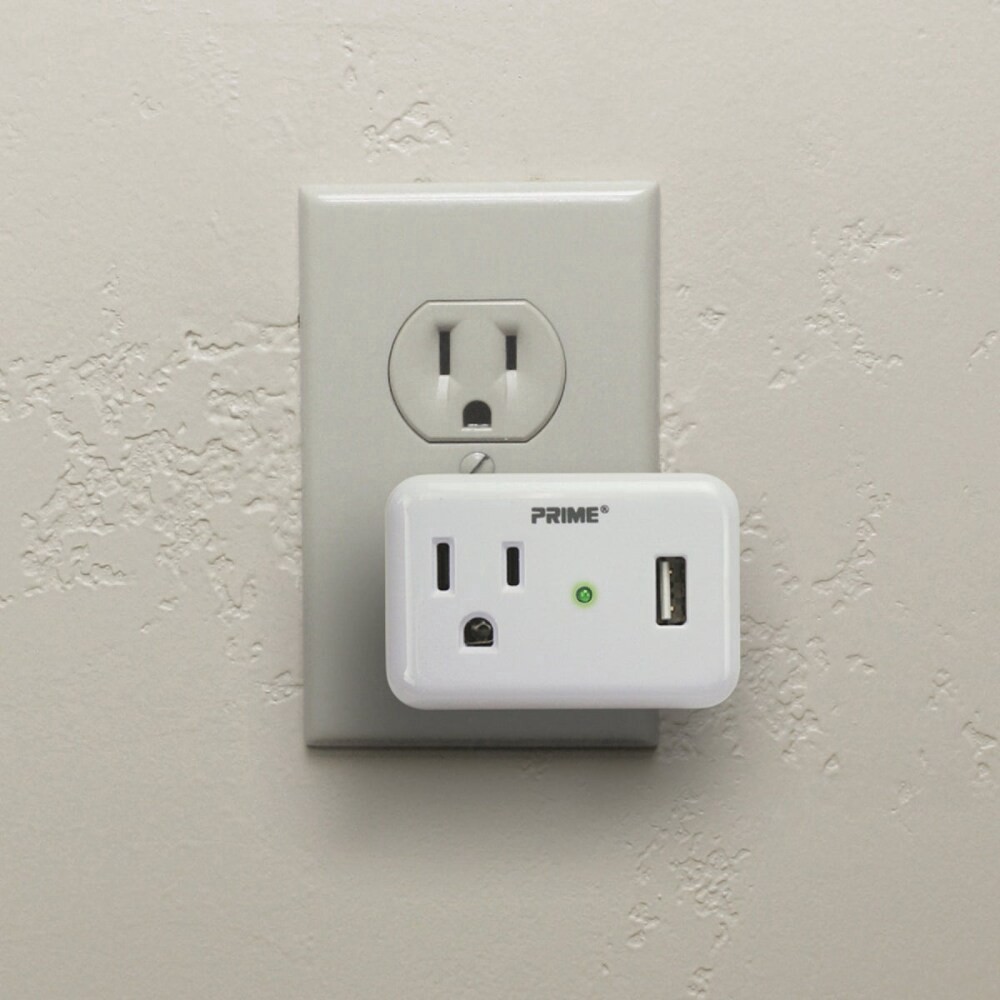 slide 2 of 3, Prime High-Speed 2.4A Usb Charger With 1 Ac Outlet - White, 1 ct