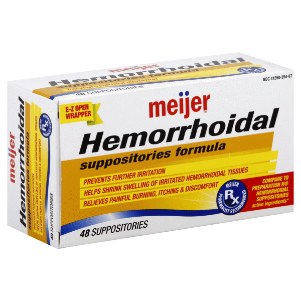 slide 1 of 1, Meijer Hemorrhoidal Suppositories Formula, 48 ct