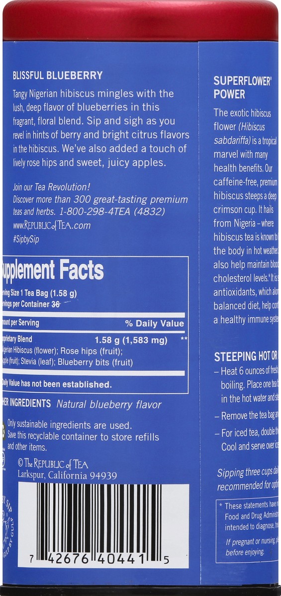 slide 4 of 9, The Republic of Tea Blueberry Hibicus Tea - 36 ct, 36 ct