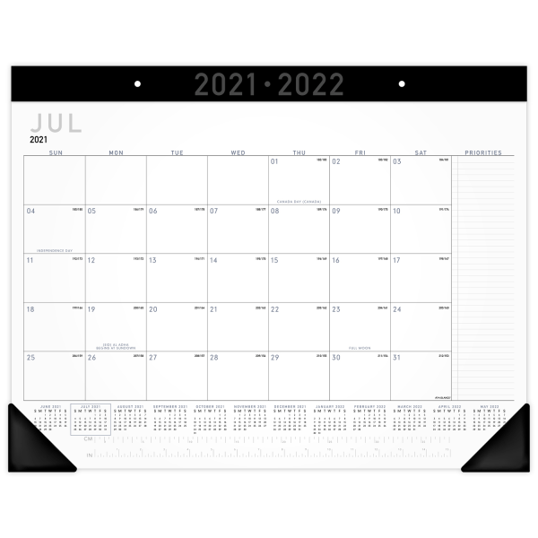 slide 1 of 5, At-A-Glance Contemporary Academic Monthly Desk Pad Calendar, 21-3/4'' X 17'', July 2021 To June 2022, Ay24X00, 1 ct