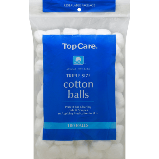 slide 3 of 3, TopCare Topcare Triple Size Cotton Balls, 100 ct