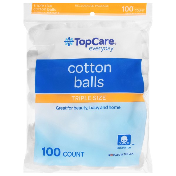 slide 1 of 3, TopCare Everyday Cotton Balls Triple Size 100 ea, 100 ct