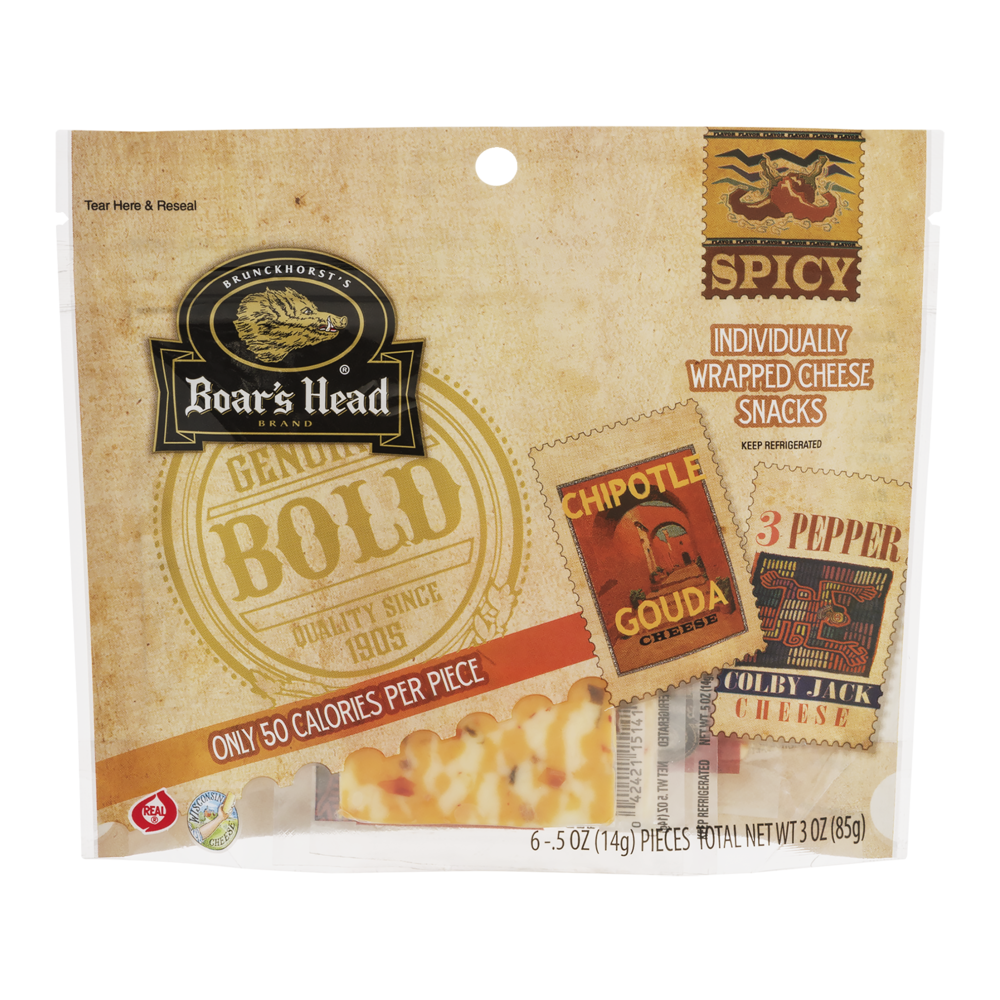 slide 1 of 1, Boar's Head Bold Cheese Snack Pouch, 3 oz