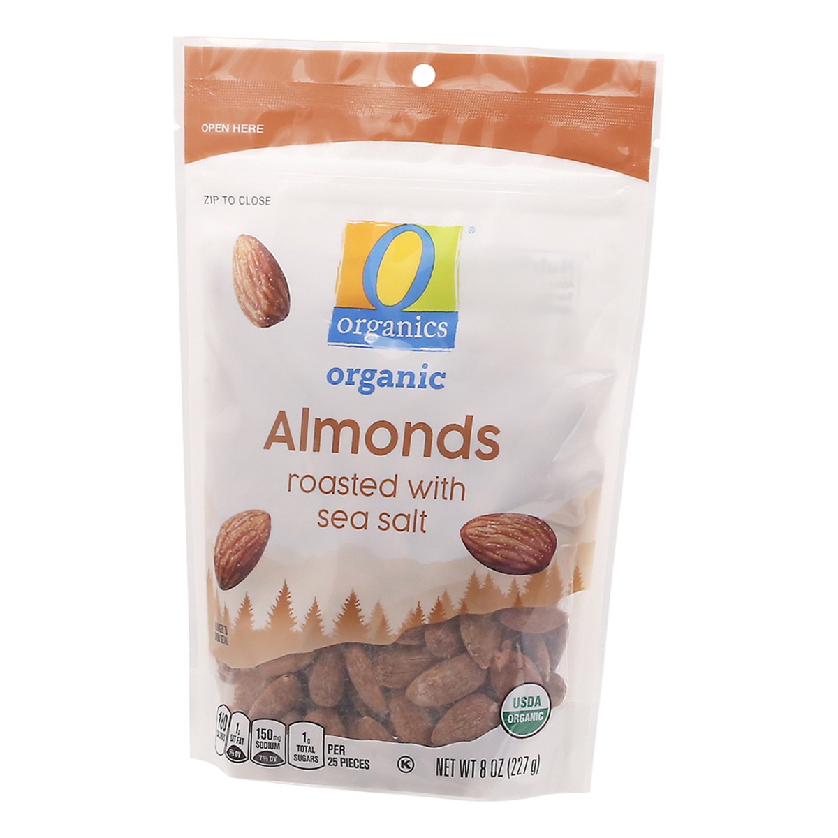 slide 3 of 9, O Organics Organic Almonds Roasted with Sea Salt, 8 oz