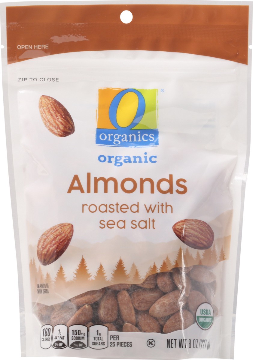 slide 6 of 9, O Organics Organic Almonds Roasted with Sea Salt, 8 oz